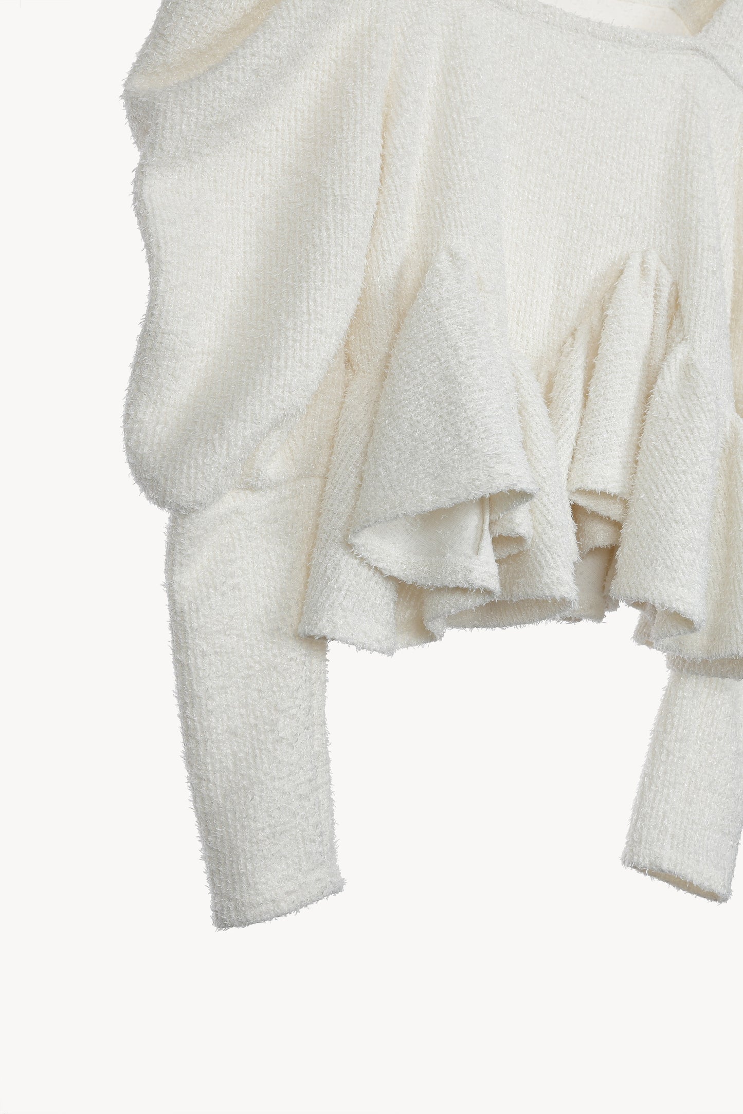 peplum boucle knit tops