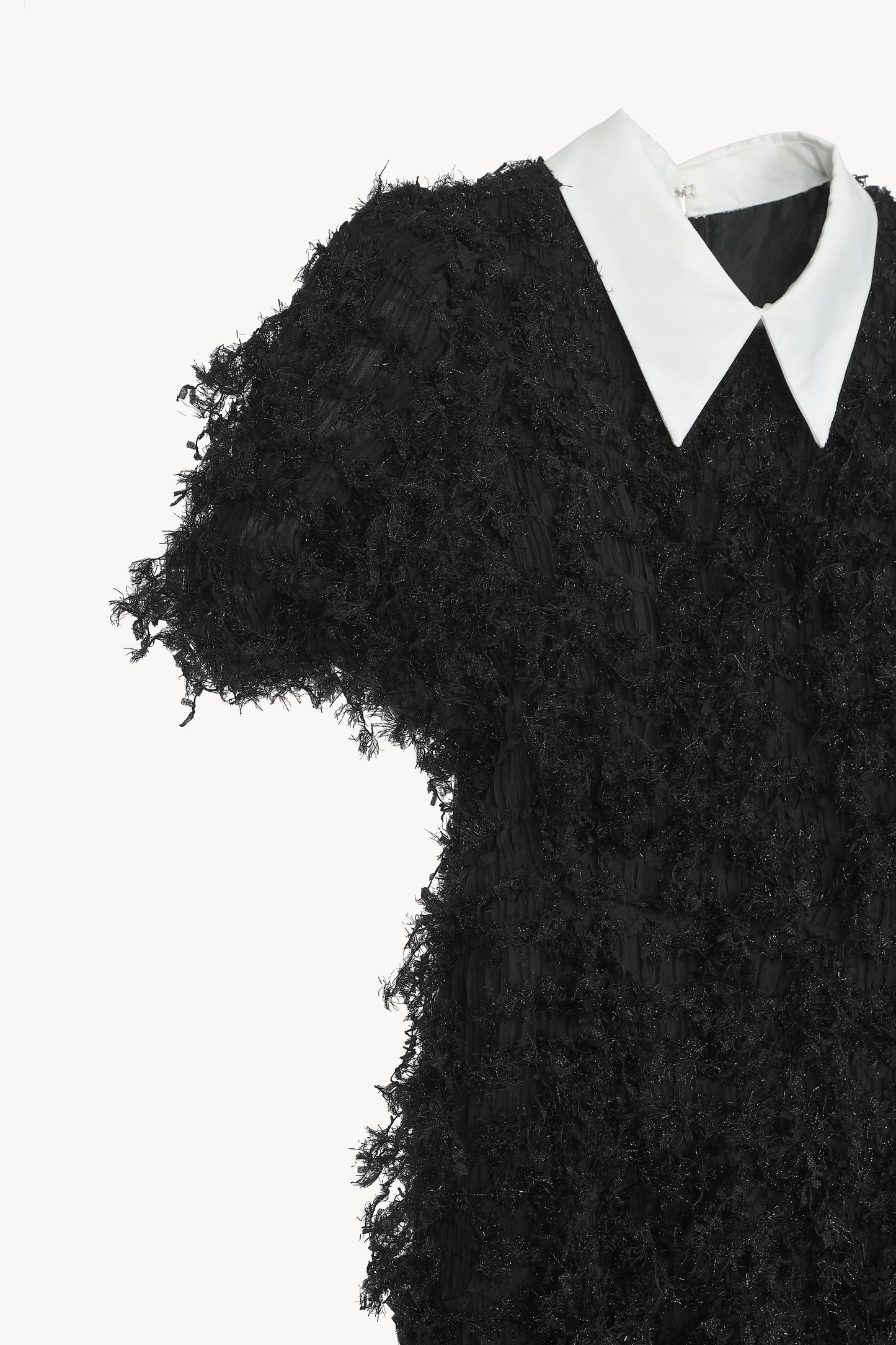 lame fringe puff dress