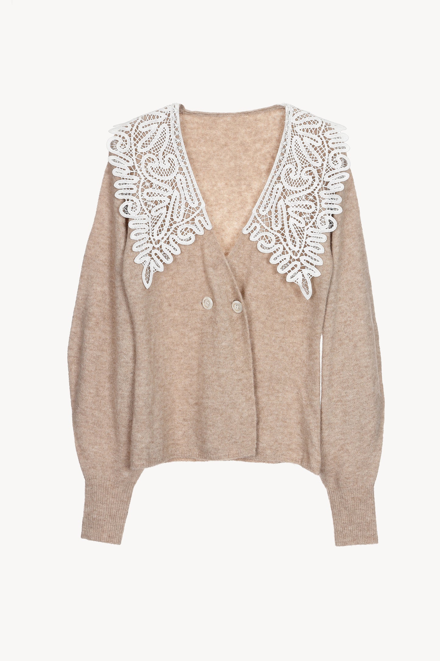 lace collar knit cardigan