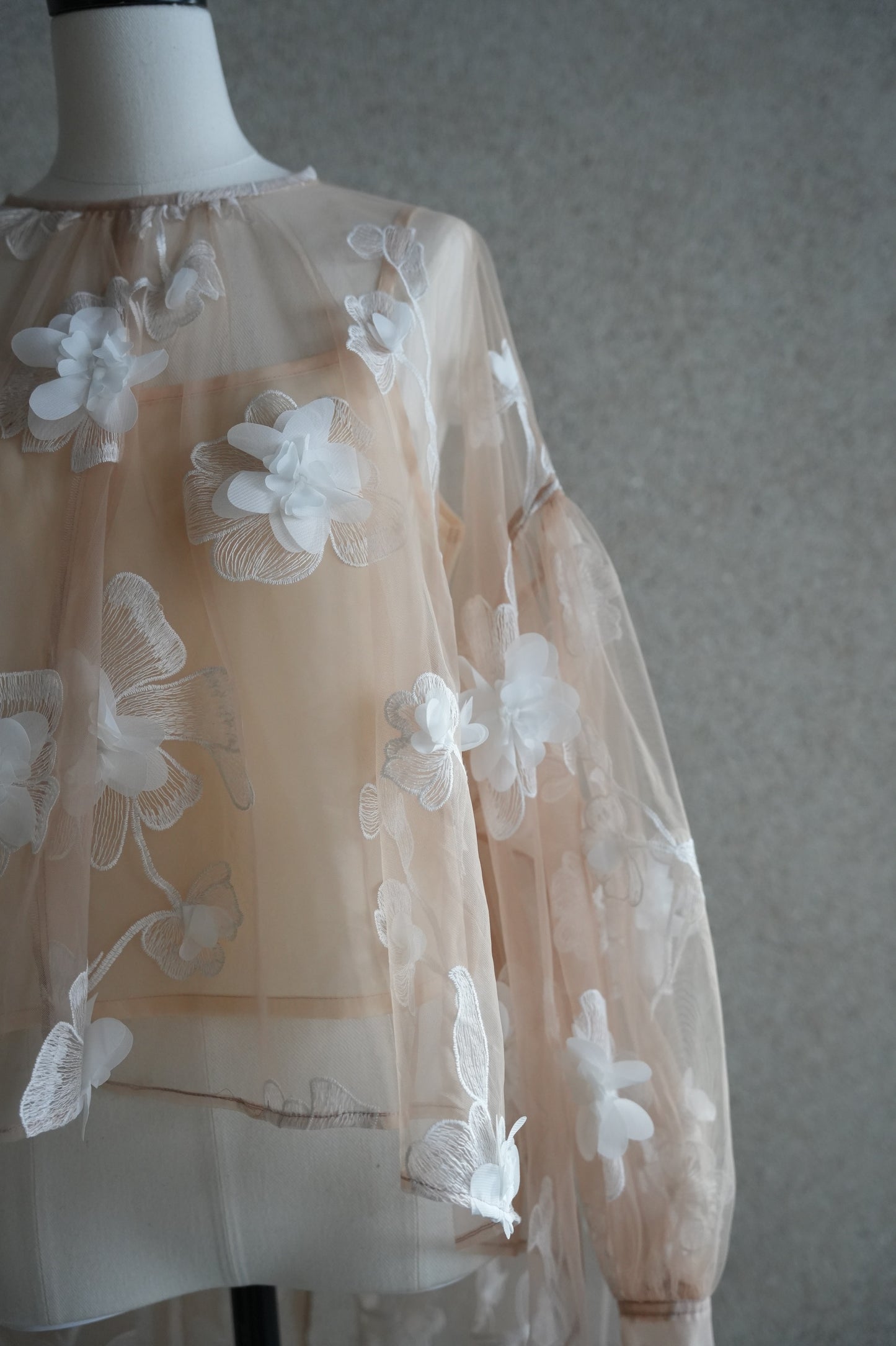 sheer over flare blouse