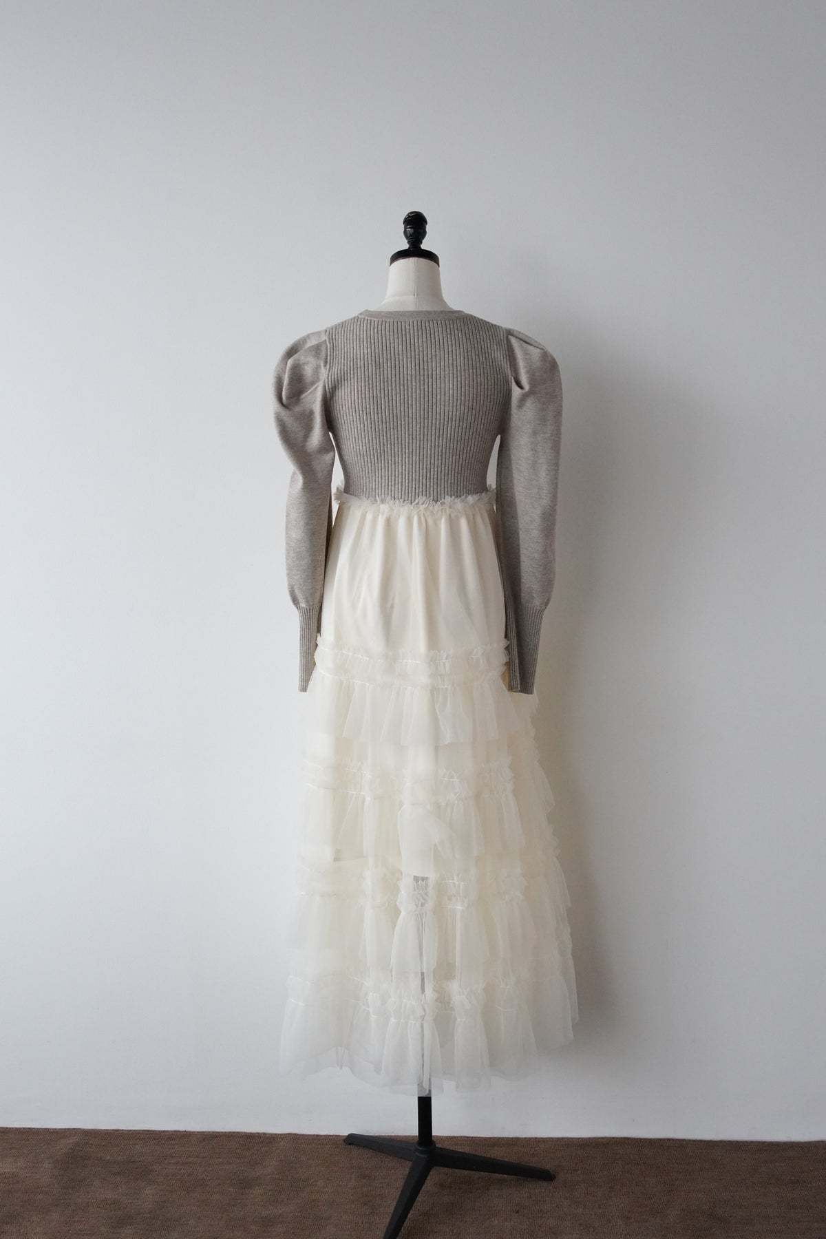tulle tiered knit dress