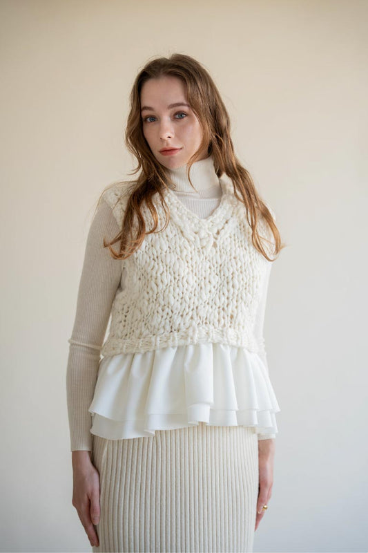 frill hand knit vest