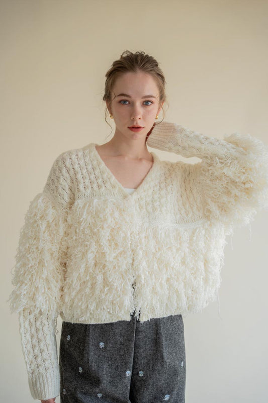 mix knit cardigan