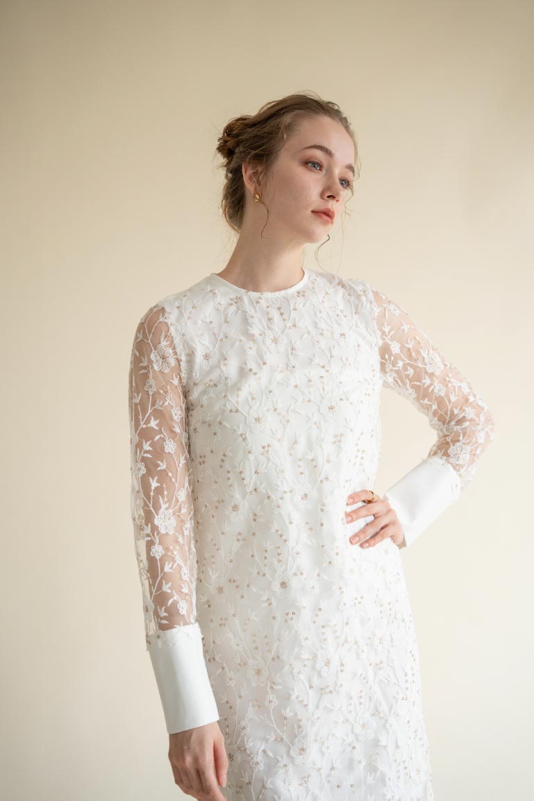 lace motif long dress