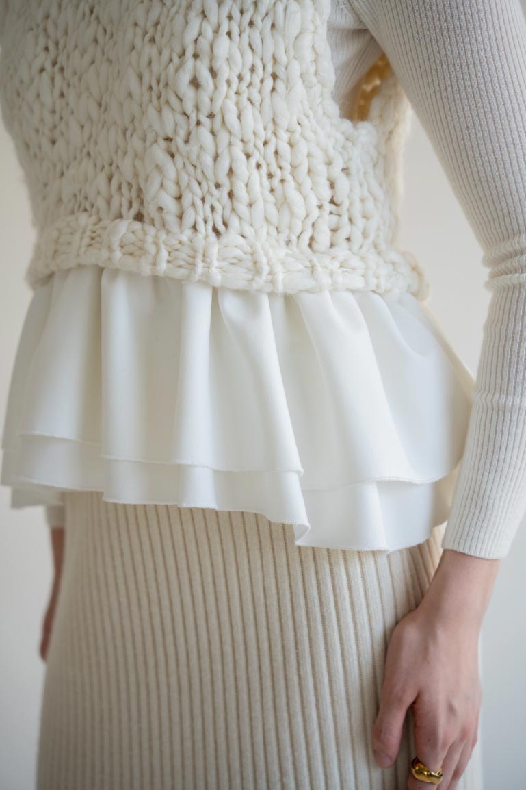 frill hand knit vest
