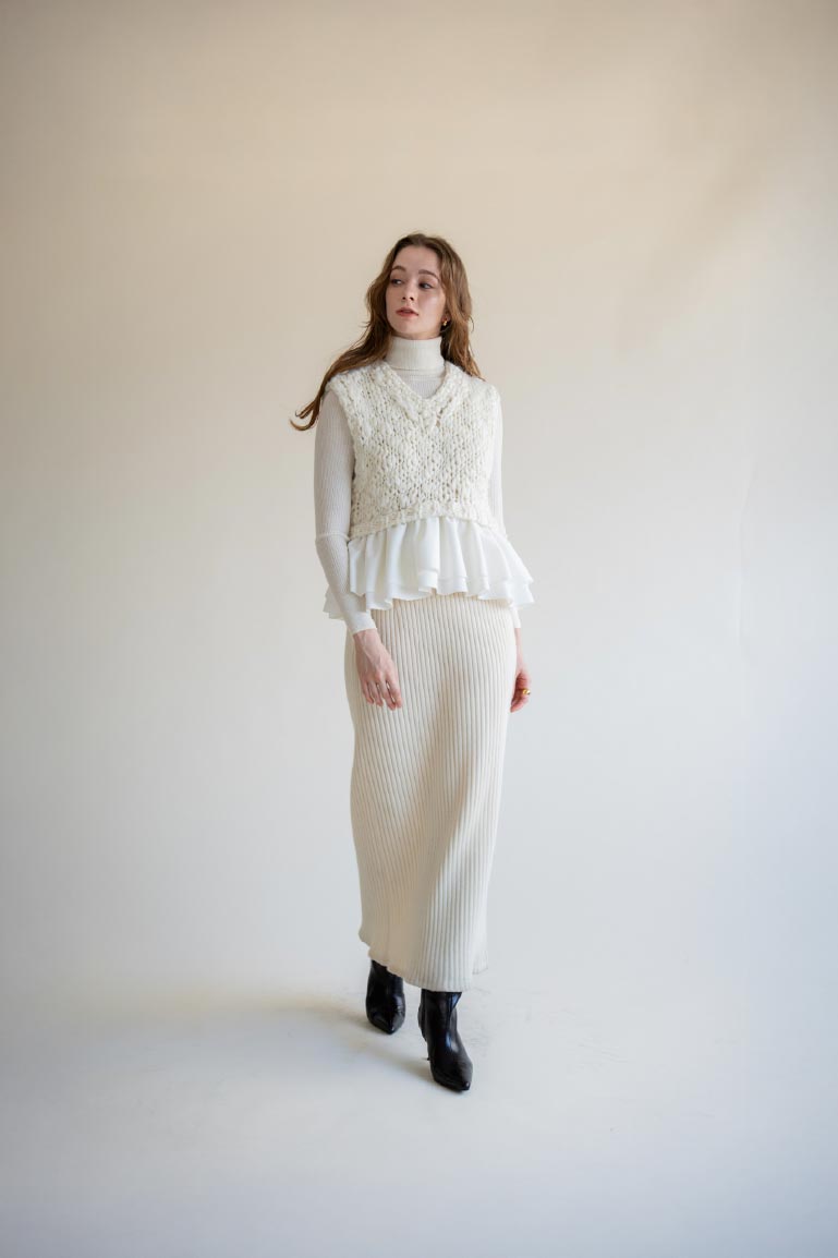 frill hand knit vest
