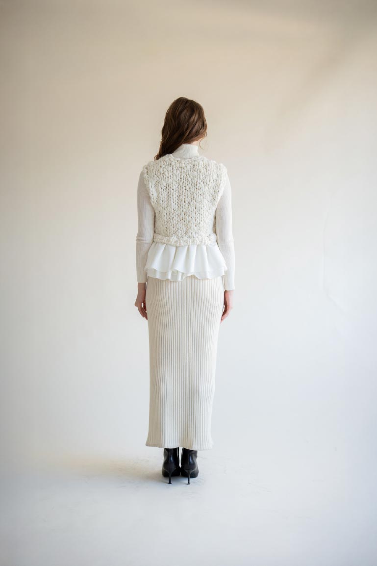 frill hand knit vest