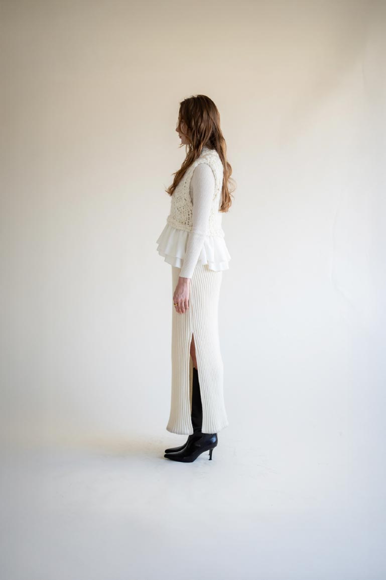 frill hand knit vest