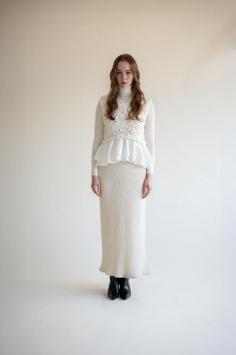 frill hand knit vest