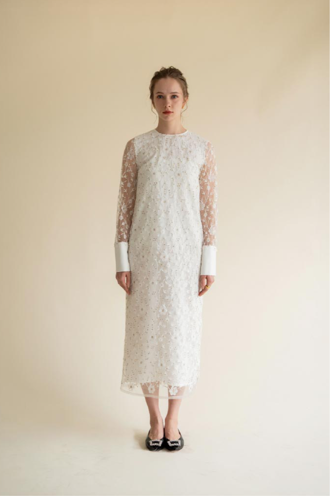 lace motif long dress