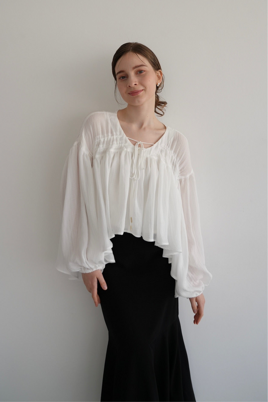 cotton shirring blouse