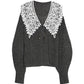 lace collar knit cardigan