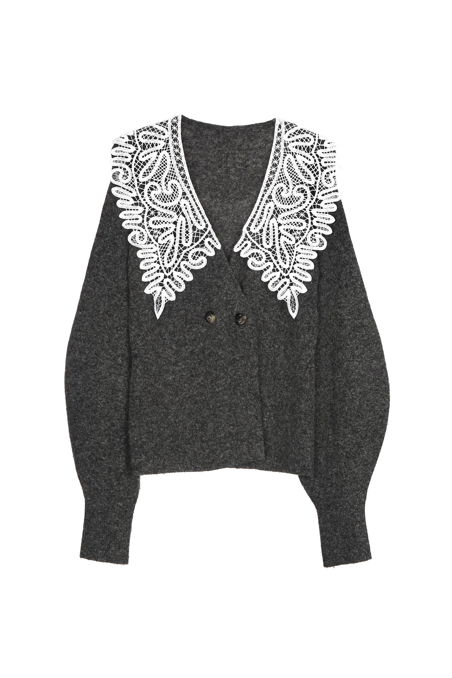 lace collar knit cardigan