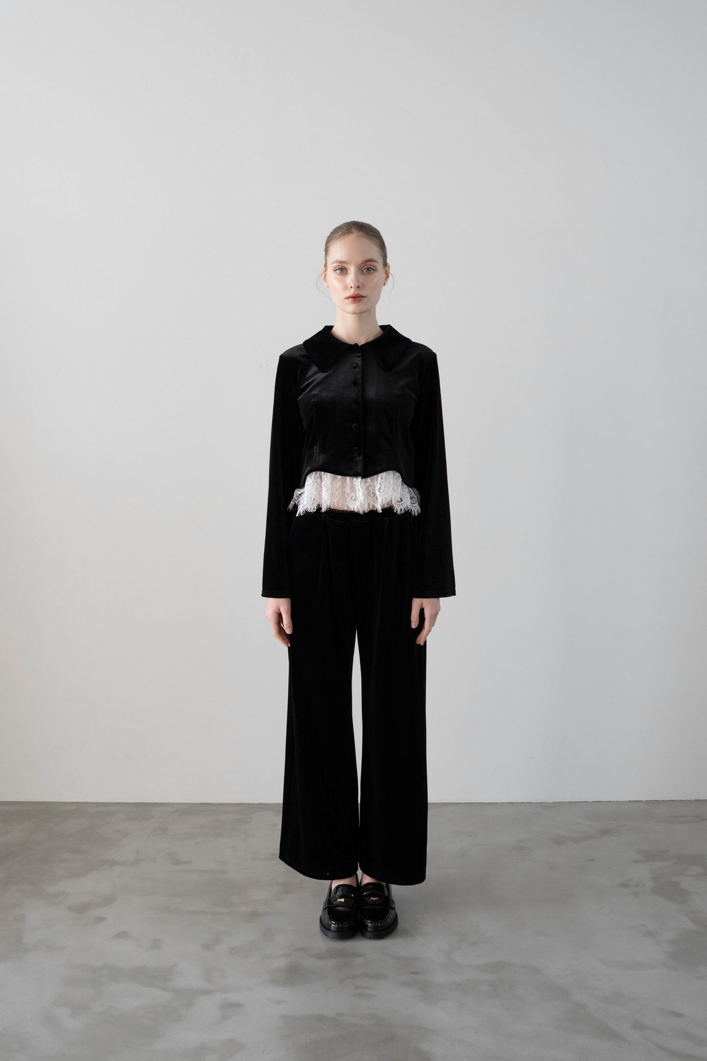 velvet straight pants