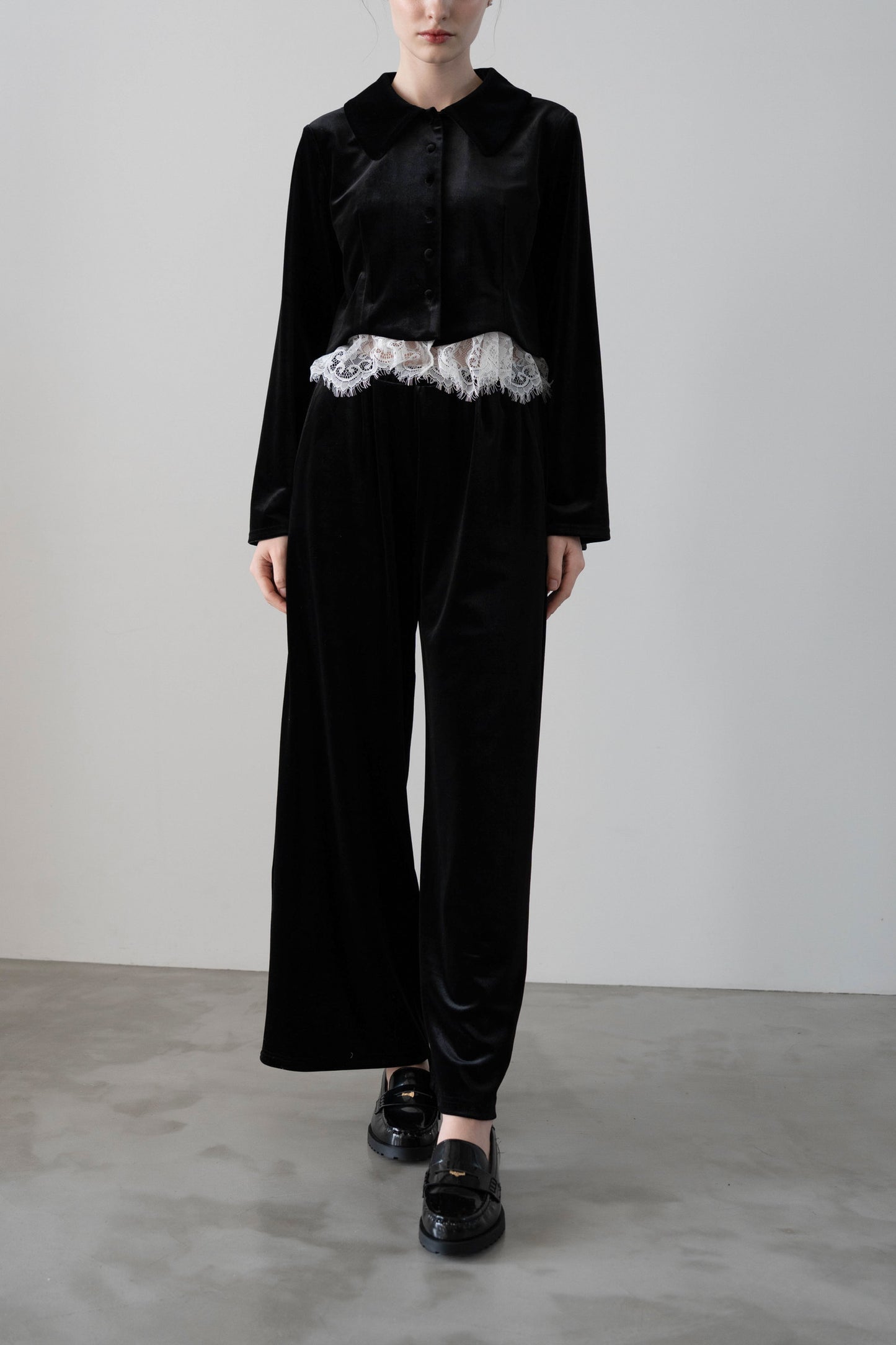 velvet straight pants