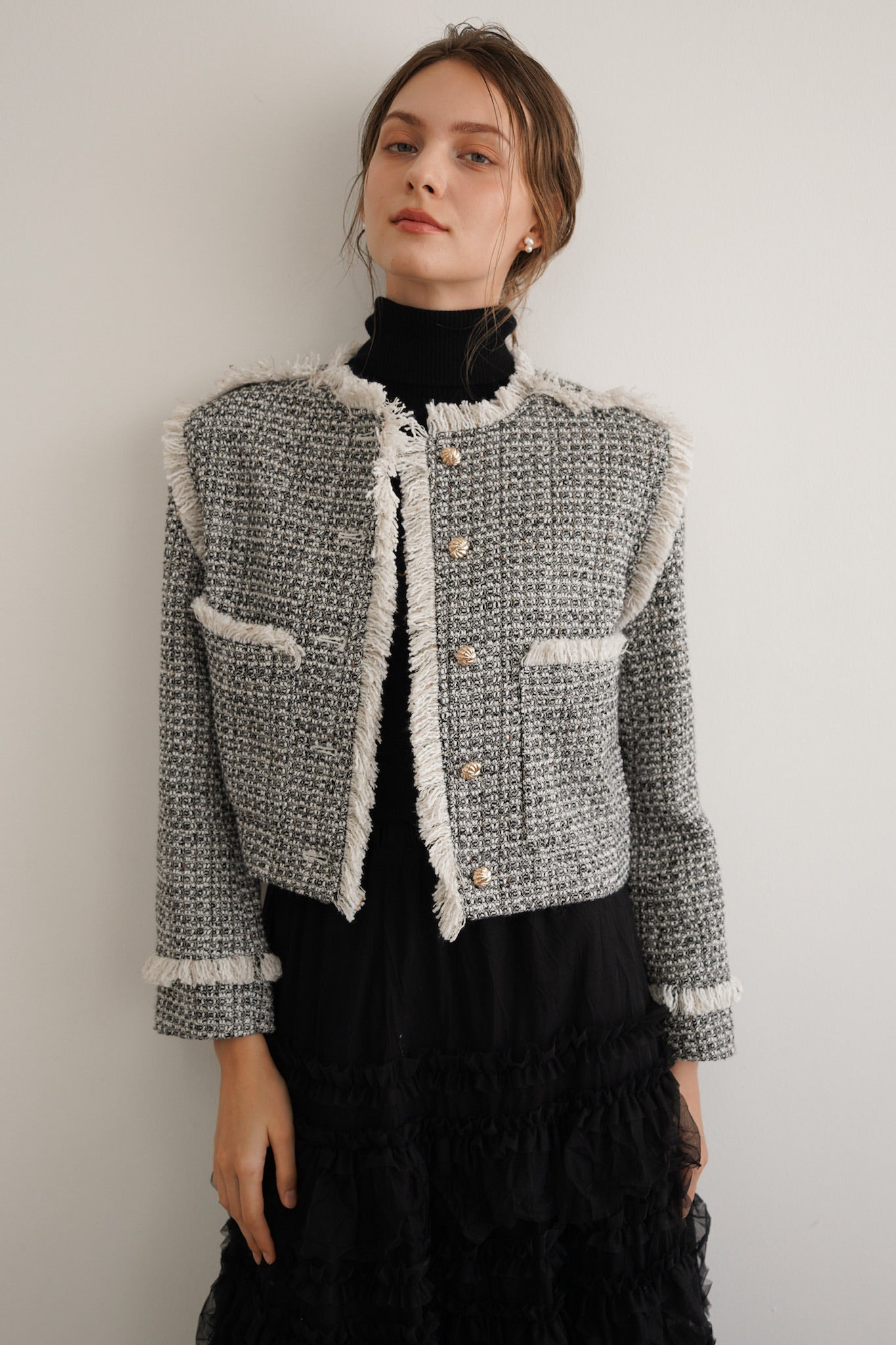acka フリンジジャケット fringe tweed short jacket – Acka online store