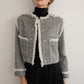 fringe tweed short jacket