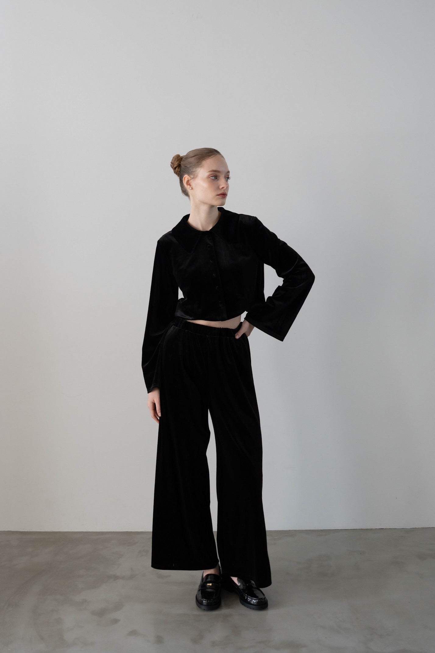 velvet straight pants