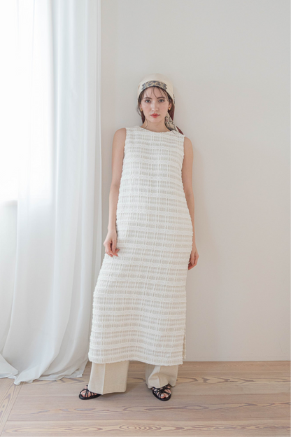 check tweed pencil one-piece