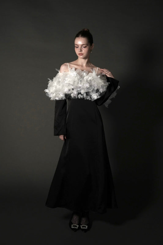 ［Édition］flower motif tulle dress