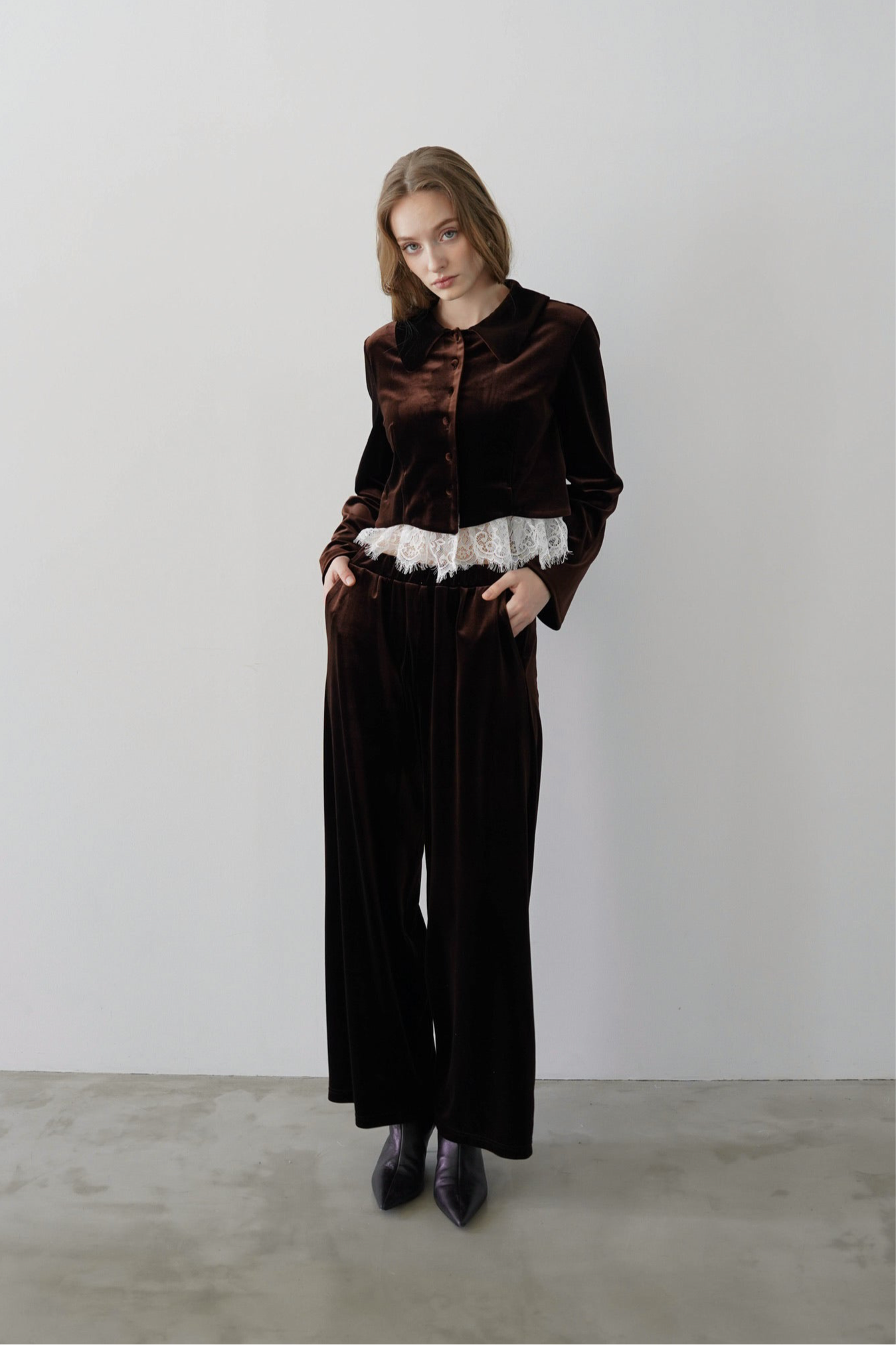 velvet straight pants