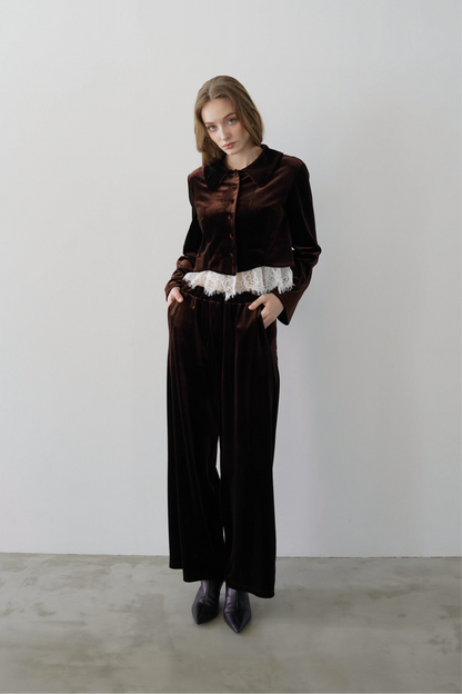 velvet straight pants