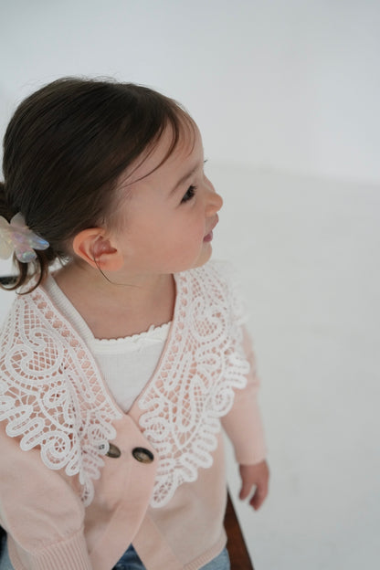 ［kids］lace collar knit cardigan