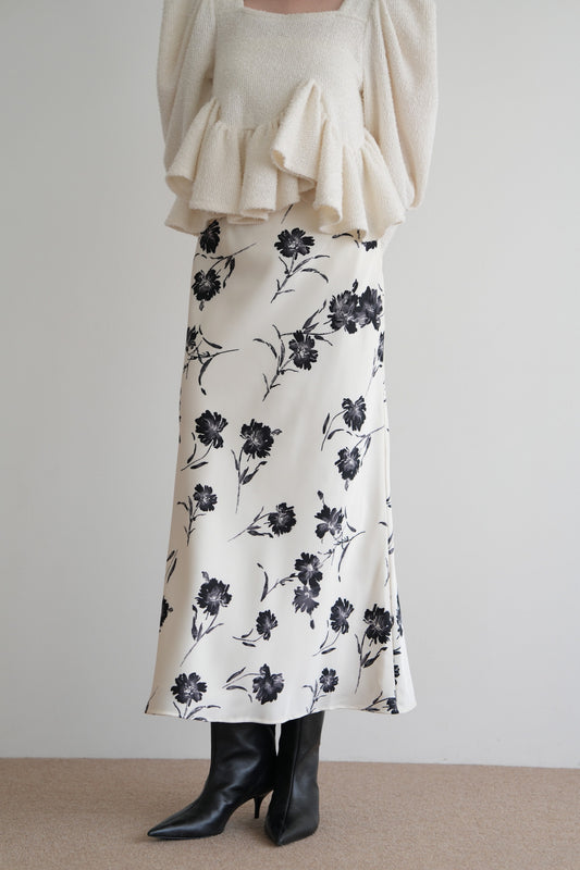 flower satin skirt