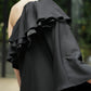 frill shoulder lady dress