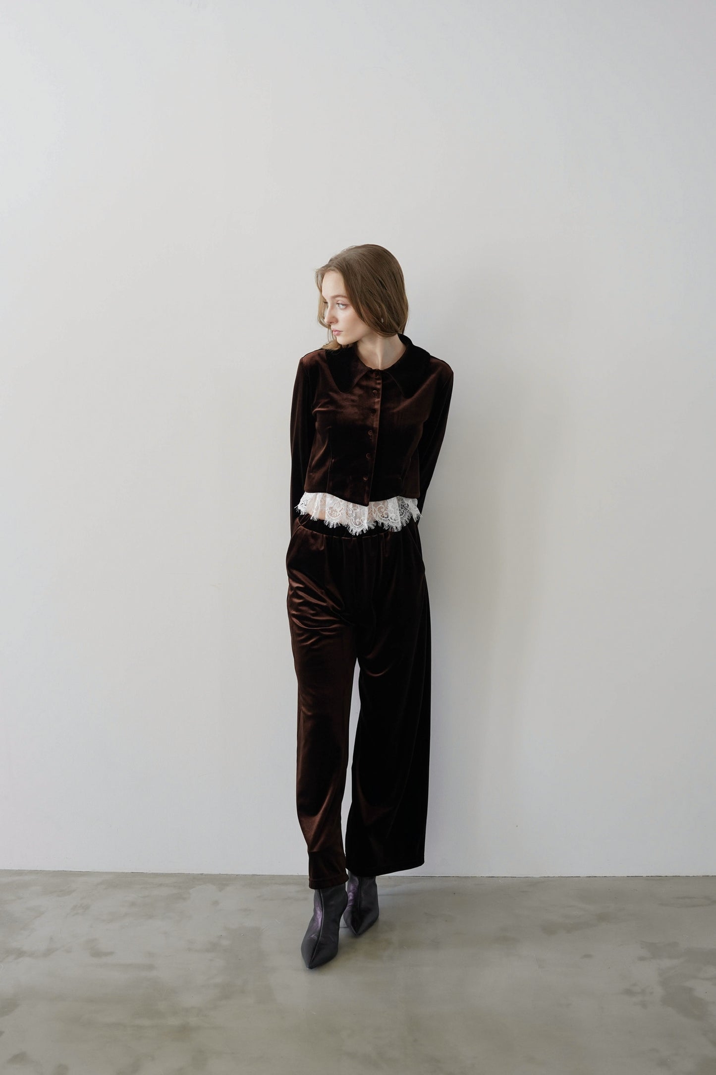 velvet straight pants