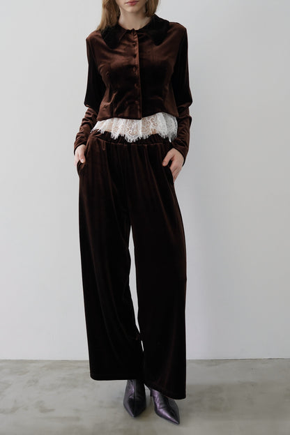 velvet straight pants