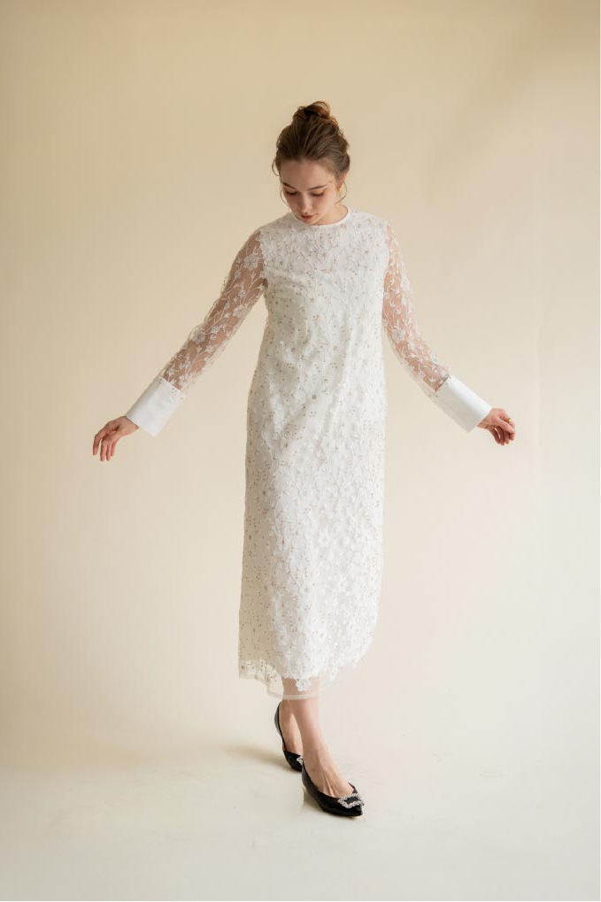 lace motif long dress