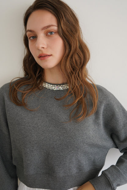 bijou neck cropped sweat