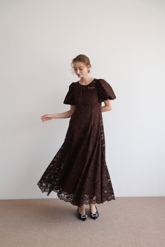 puff sleeve lace dress