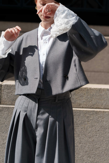 lace cuff cropped jacket