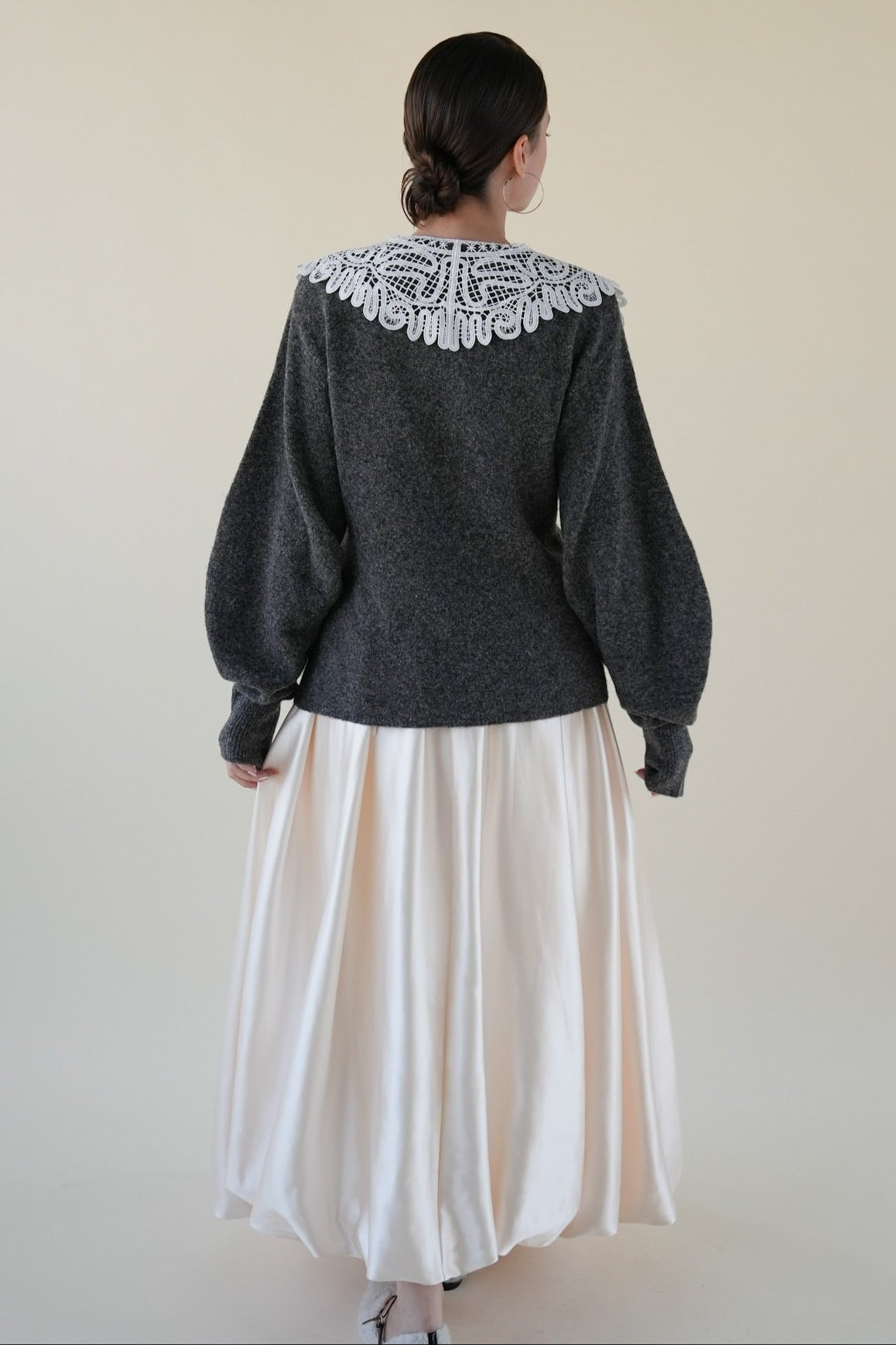 lace collar knit cardigan