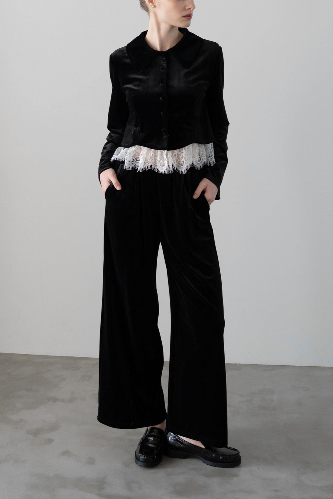 velvet straight pants