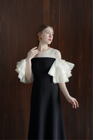 Acka organdy frill dress ブラック　結婚式 organdy frill dress – Acka online store