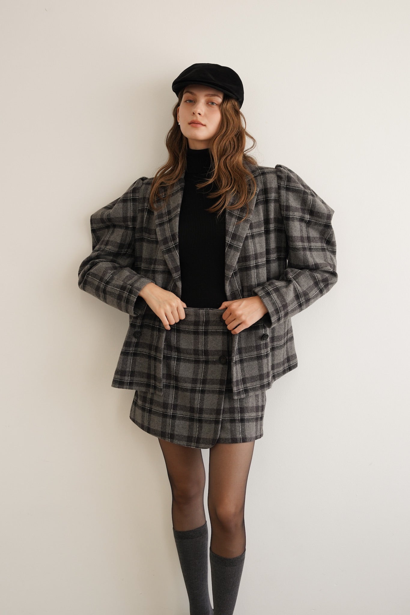 check double breasted jacket