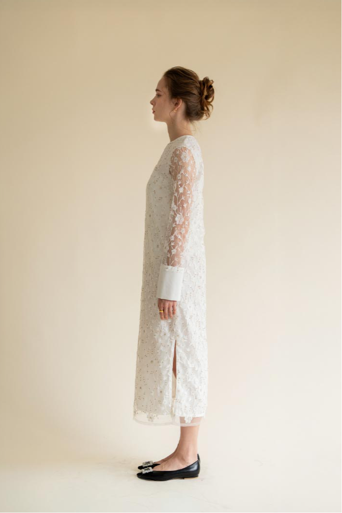 lace motif long dress