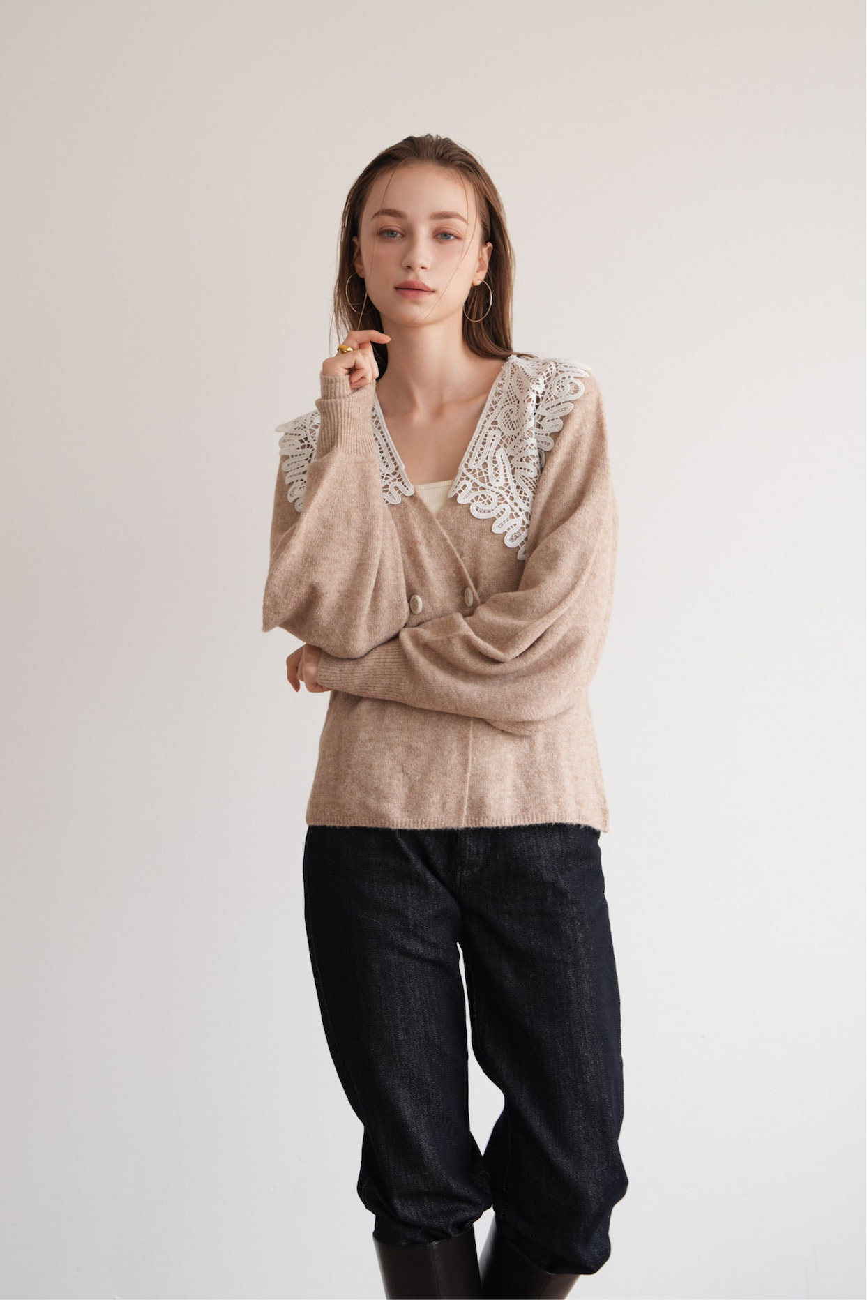 lace collar knit cardigan – Acka online store lace collar knit cardigan – Acka online store