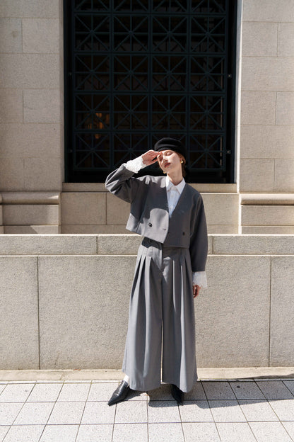 tucked flare wide pants