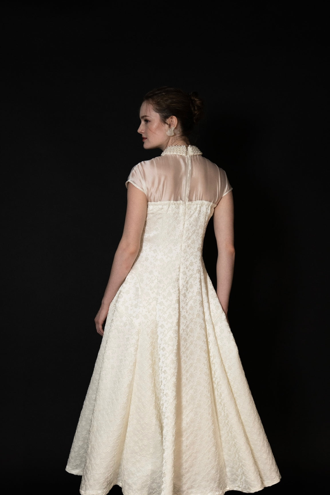 [Édition] pearl collar jacquard dress