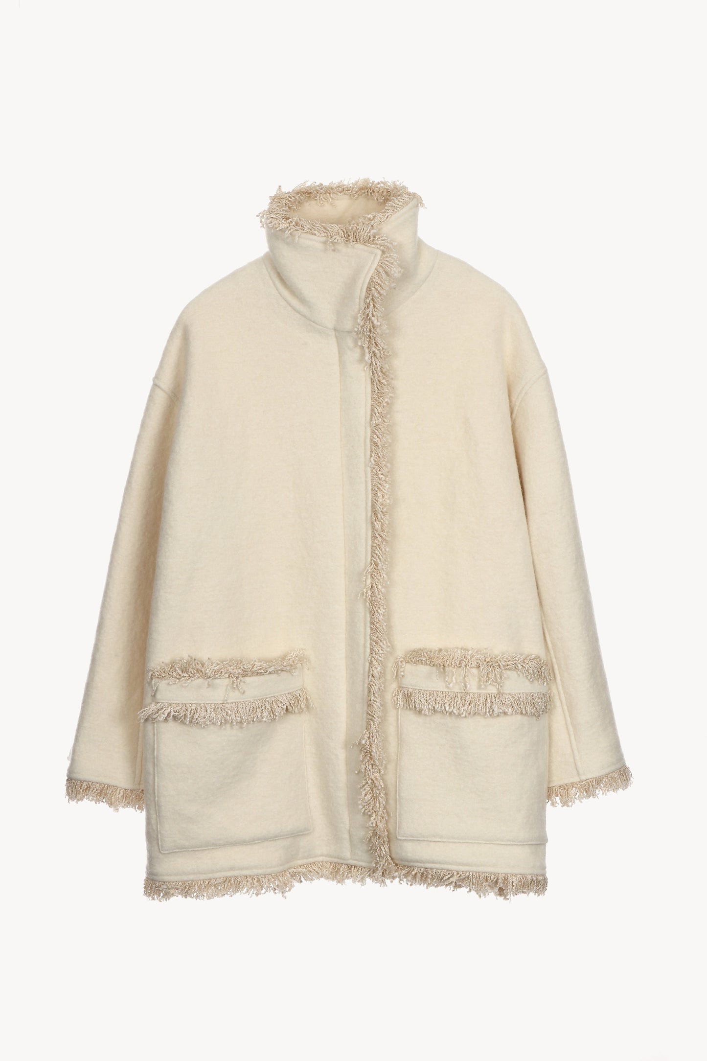 stand collar fringe coat