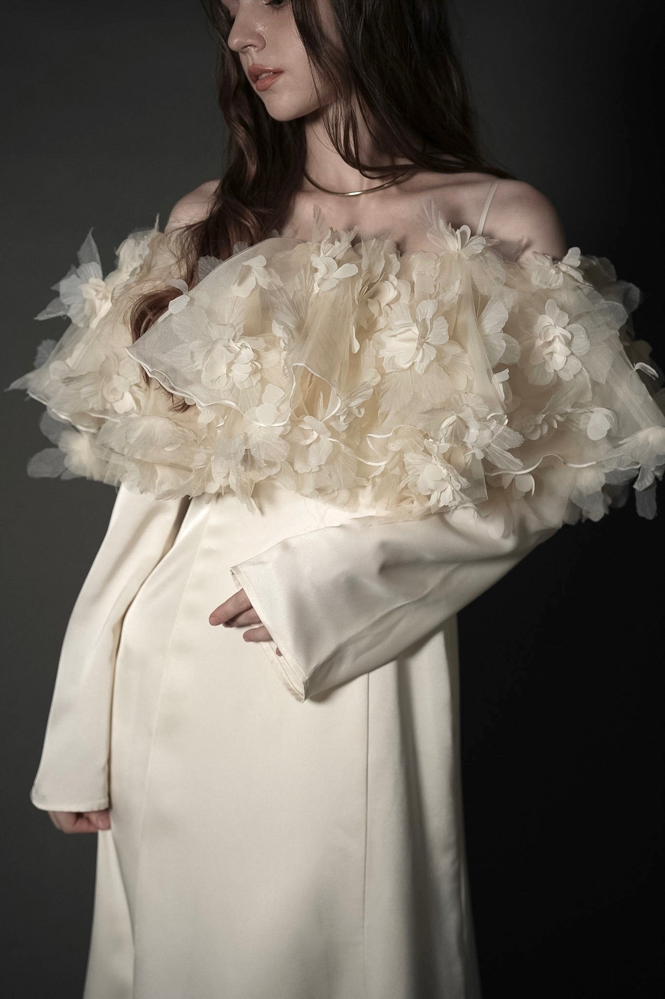［Édition］ flower motif tulle dress