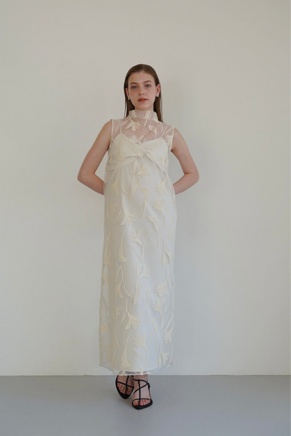 sheer flower one-piece