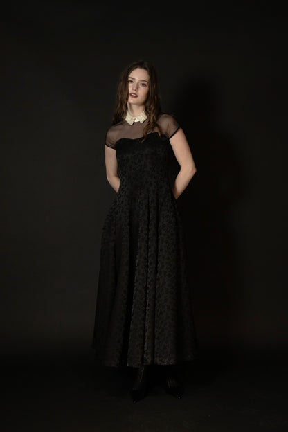 [Édition] pearl collar jacquard dress