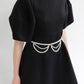 pearl belted puff dress