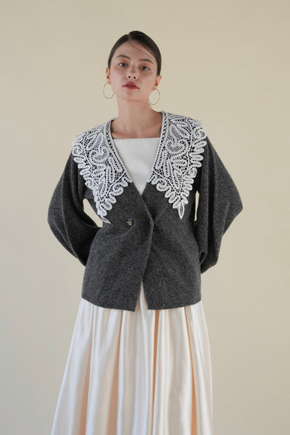 lace collar knit cardigan