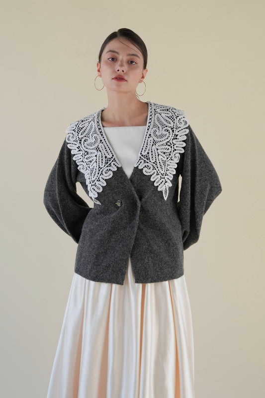 lace collar knit cardigan